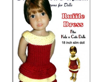 Knitting Pattern fits Kidz n Cats Dolls. Ruffle Dress, Instant Download 445