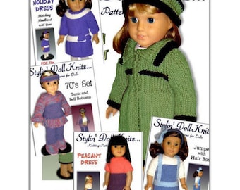 Knitting Patterns for 18 inch and American Girl doll clothes. PDF Instant Download