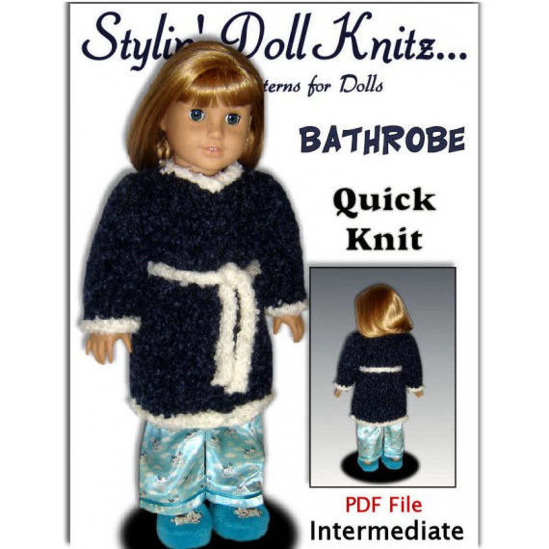 Knitting Pattern, Bathrobe for American Girl and 18 Inch Dolls