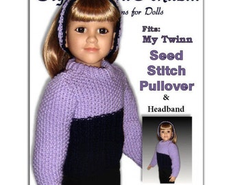 Knitting Pattern fits My Twinn (My BFF), 23 inch dolls. Pullover and Headband PDF, 601