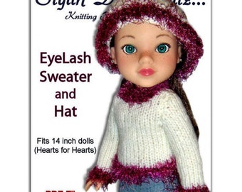 Knitting Pattern. Fits Hearts for Hearts Doll. Sweater and Hat  PDF, Instant Download 254
