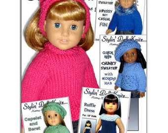 Knitting Patterns for American Girl doll clothes, 18 inch. Instant Download