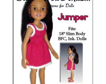 Knitting Pattern. Fits BFC, Ink  Doll. 18' slim doll, Jumper  PDF 751