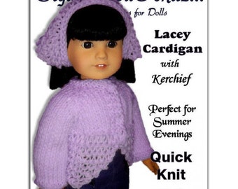 Knitting Pattern, fits American Girl, 18 inch dolls. Cardigan. Instant Download 019