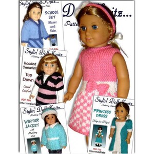 Knitting Patterns fits American Girl and 18 inch dolls. Knit Clothes Instant Download 08 image 1