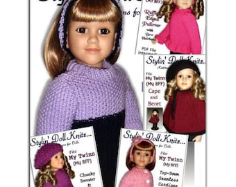 Knitting Patterns, Fit My Twinn Doll (My BFF), Doll clothes, 23 inch. Instant Download
