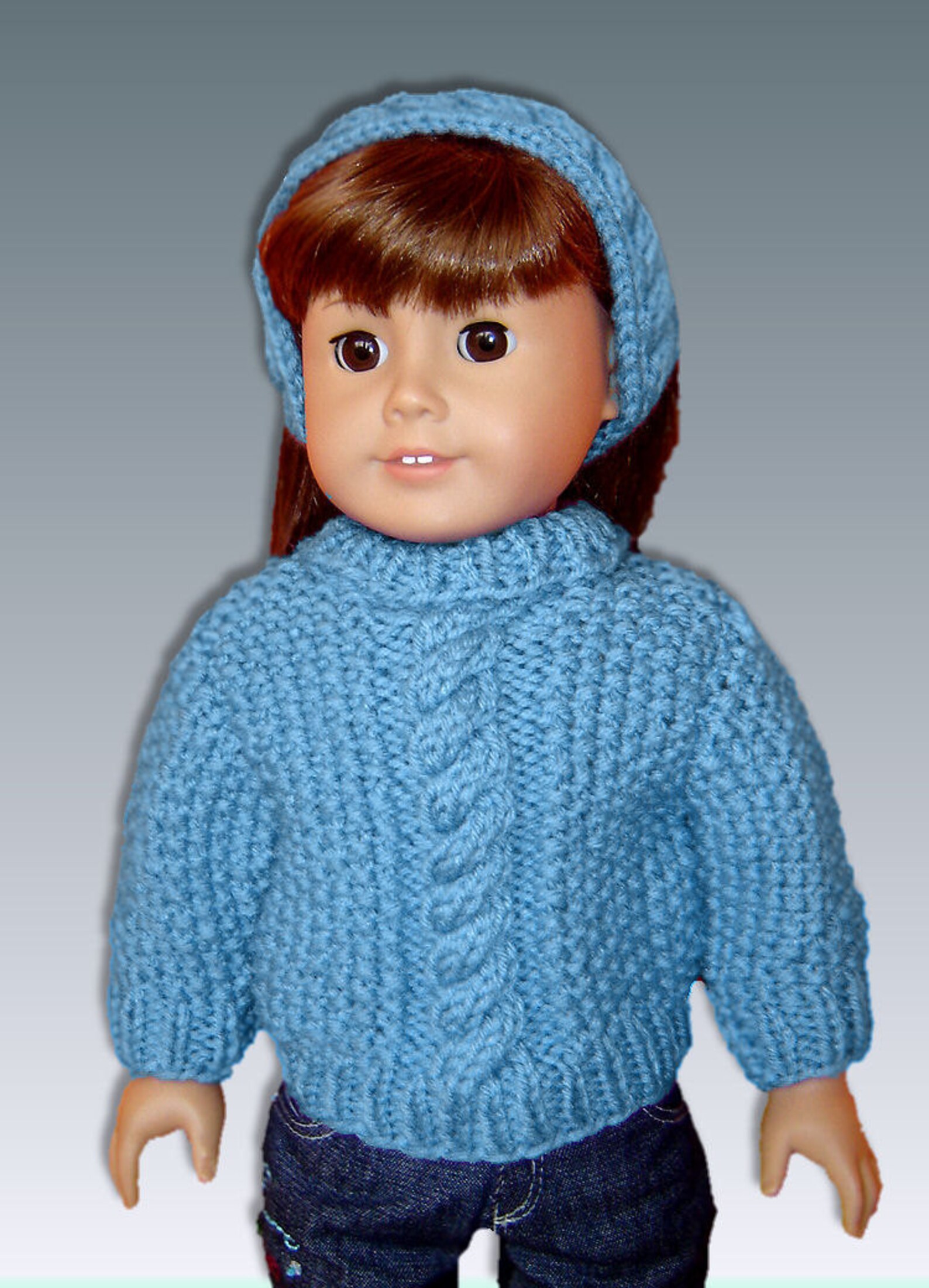 Pdf 18 Inch Doll Knitting Pattern. Fits American Girl Doll. Sweater