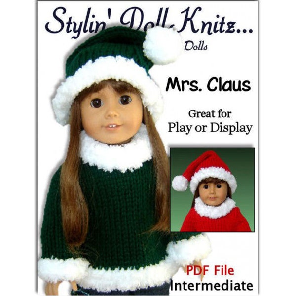 PDF knitting pattern. 18 inch doll. Fits American Girl Doll. AG  Instant Download 005