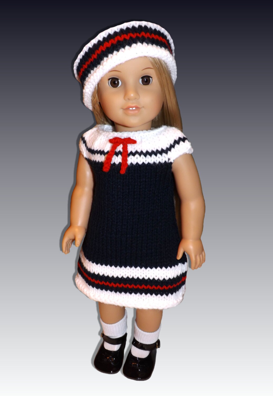 PDF Knitting Pattern. Sailor Set. Fits American Girl Doll and 18 Inch