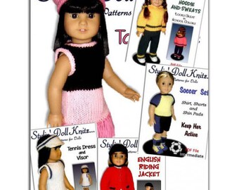 Knitting Patterns for doll clothes, Fit American girl Doll, 18 inch. Instant Download