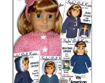 Knitting Patterns, Fit American girl Doll, 18 inch. Maplelea, Gotz, Instant Download