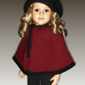 Knitting Pattern fits My Twinn My BFF, 23 inch dolls. Cape and Beret. PDF, Instant Download 618 image 5