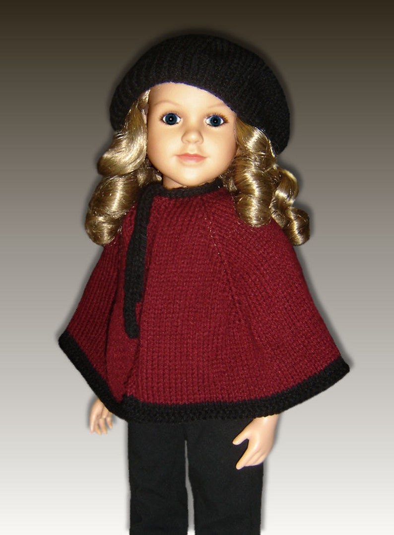 Knitting Pattern fits My Twinn My BFF, 23 inch dolls. Cape and Beret. PDF, Instant Download 618 image 5