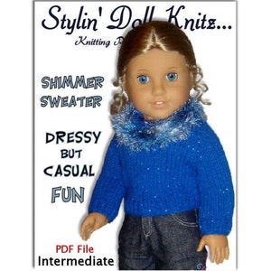 Pdf Knitting Pattern. Fits American Girl and all 18 inch dolls. Sweater. 041 image 1