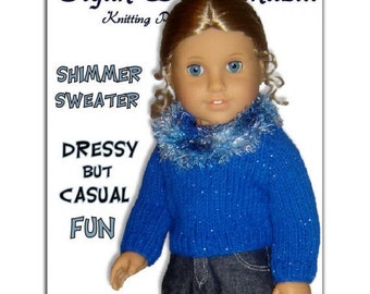 Pdf Knitting Pattern. Fits American Girl and all 18 inch dolls. Sweater. 041
