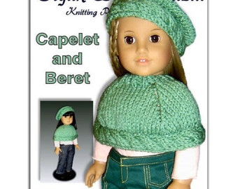 Knitting pattern fits 18" and American Girl Dolls. Capelet and Beret.  PDF File 044