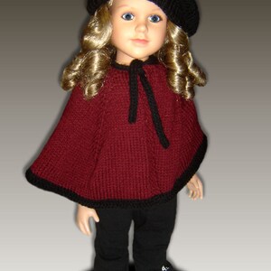 Knitting Pattern fits My Twinn My BFF, 23 inch dolls. Cape and Beret. PDF, Instant Download 618 image 2