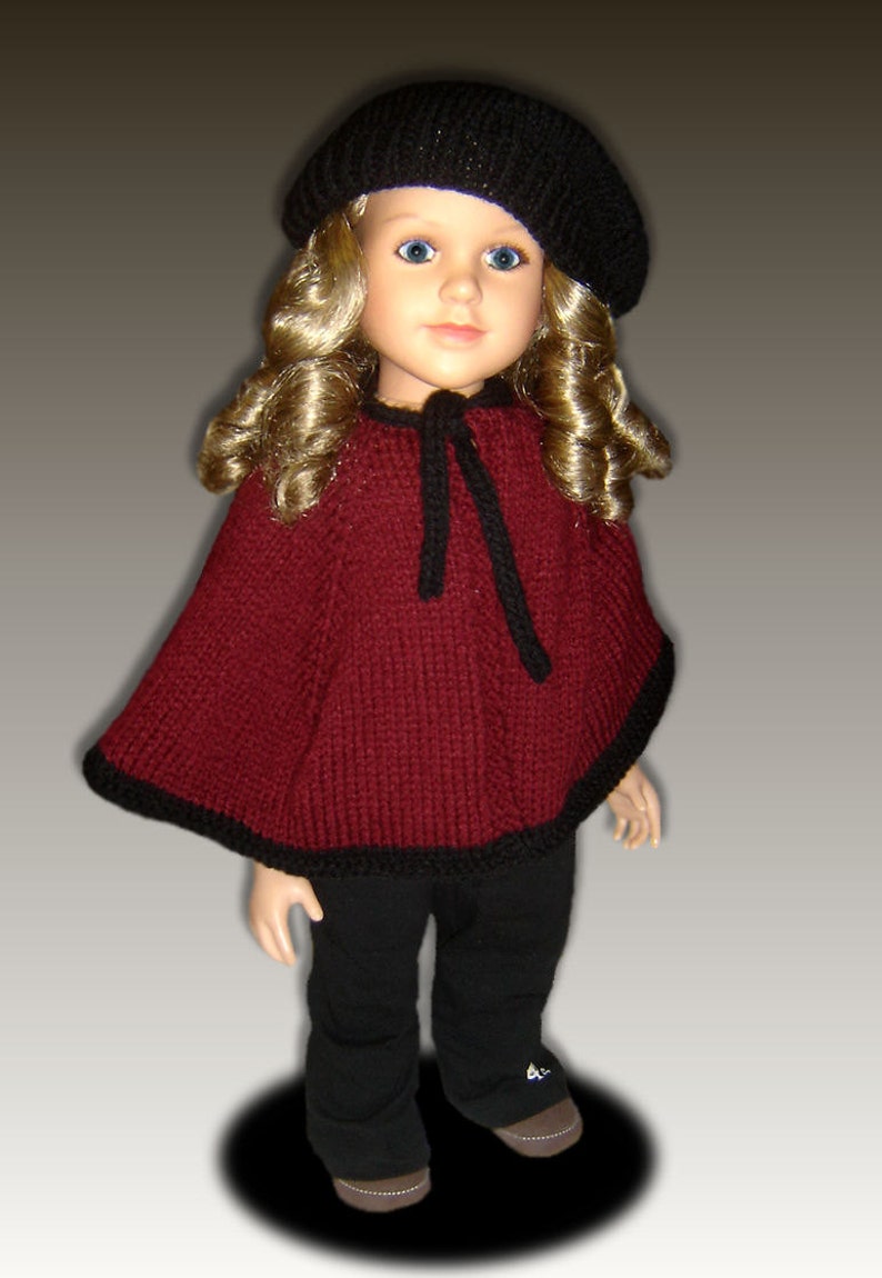 Knitting Pattern fits My Twinn My BFF, 23 inch dolls. Cape and Beret. PDF, Instant Download 618 image 2