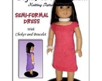 Knitting pattern, Semi Formal dress, Fits 18 inch, American Girl Doll, Instant Download 035