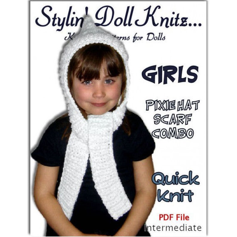 Knitting patterns. Hats, scarf, cowl neck warmer for girls sizes 4-10, PDF Instant Download image 3