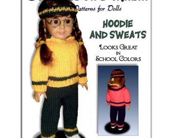 Doll clothes knitting pattern. Fits American Girl Doll.18 inch.  AG 18"  Instant Download 021