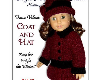 Doll Coat knitting pattern, fits American Girl, Gali Girl, 18 inch 031