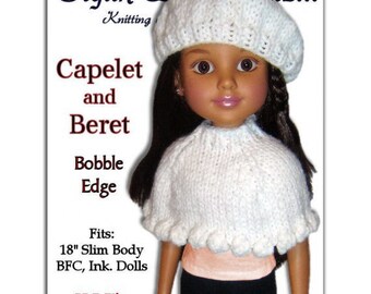 Knitting Pattern. Fits BFC, Ink  Doll. 18", Capelet and Beret, PDF Instant Download 744