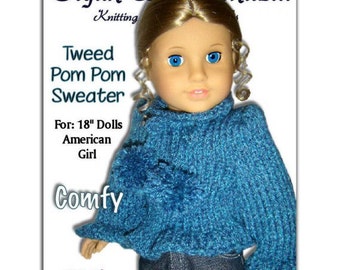 Fits 18 inch and American Girl Dolls. Sweater knitting pattern. Instant Download 050