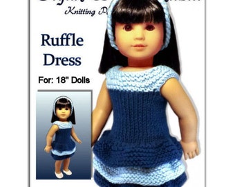 Doll Dress Knitting Pattern, for American Girl,18 inch doll, Instant Download 045