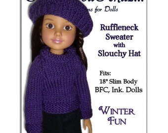 Knitting Pattern. Fits BFC, Ink  Doll. Sweater and Slouchy Hat  PDF Instant Download 704