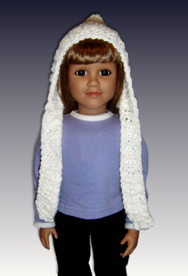 PDF Knitting Pattern, Pixie Hat, Scarf Combo, My Twinn. 23 inch doll 1606 image 3