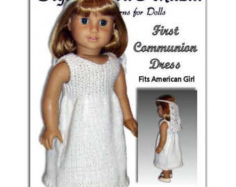 Knitting Pattern for Communion Dress, fits American Girl Doll and 18 in. dolls. Instant Download 107