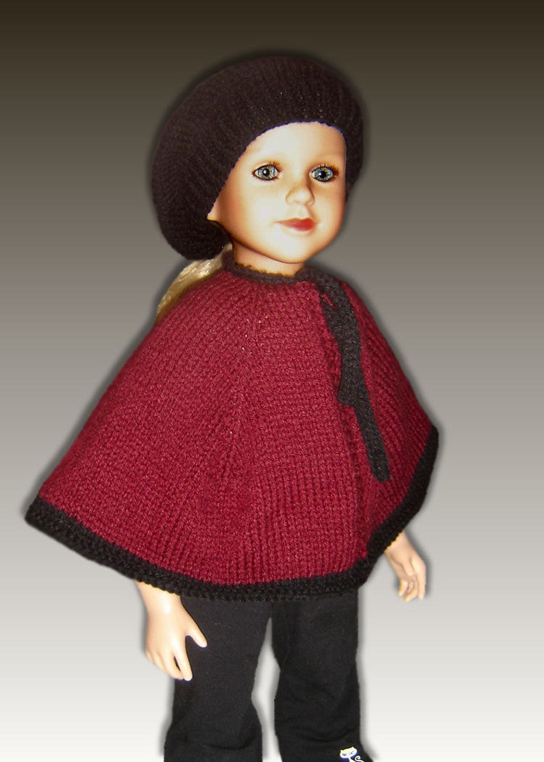 Knitting Pattern fits My Twinn My BFF, 23 inch dolls. Cape and Beret. PDF, Instant Download 618 image 4