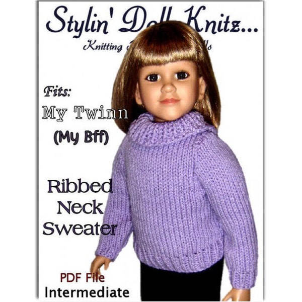 Knitting Pattern fits My Twinn (My BFF), 23 inch dolls. Sweater, PDF Instant Download 649