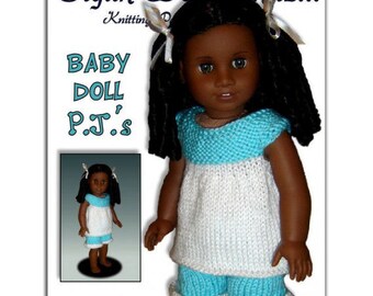 Knitting Pattern, fits AG, American Girl and 18 inch doll. Pajamas. PDF, Instant Download 104