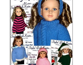 Knitting Patterns, Fit My Twinn Doll (My BFF), Doll sweaters, 23 inch. Instant Download