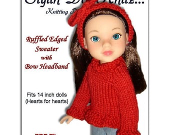 Knitting Pattern. Fits Hearts for Hearts Doll. Sweater and Headband  PDF File 242