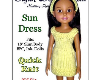 Dress Knitting Pattern. Fits BFC, Ink  Doll. 18' slim doll, PDF, Instant Download 753