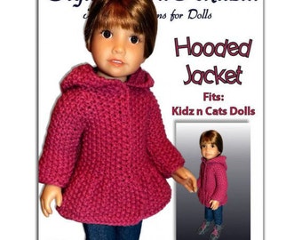 Knitting Pattern for Hooded Jacket, fits Kidz and Cats Doll. Instant Download 455