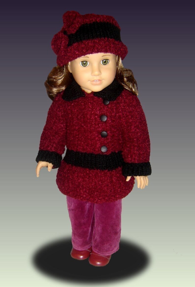 Doll Coat Knitting Pattern, Fits American Girl, Gali Girl, 18 Inch 031