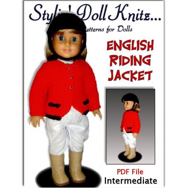 Knitting Pattern, English Riding Jacket, fits American Girl Doll and 18 in. dolls. 025
