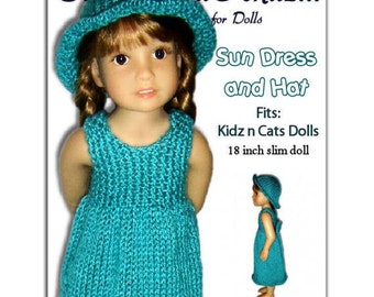 Knitting Pattern fits Kidz n Cats Dolls. Sun Dress and Hat. Instant Download 452