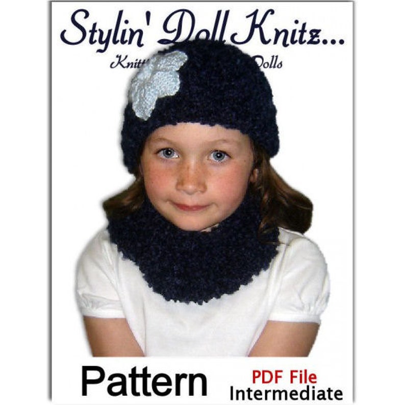 Knitting patterns. Hats, scarf, cowl neck warmer for girls sizes 4-10, PDF Instant Download image 4