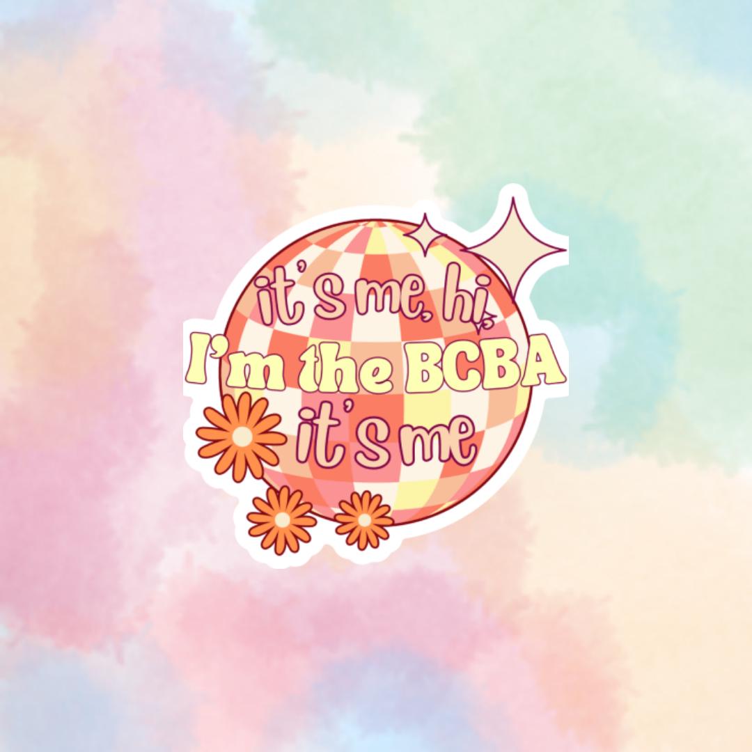 BCBA 'it’s Me, Hi' Sticker – Retro Disco Ball Design for Behavior ...