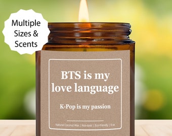 Regalo de vela BTS, regalo de lenguaje de amor BTS, regalo de pasión Kpop del ejército BTS, fan de BTS Jimin Suga, decoración de regalo de Jungkook Yoongi de música pop Bangtan JHope
