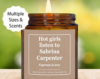 Sabrina Carpenter Candle Gift, Sabrina Carpenter Gift, Listen To Sabrina Carpenter Gift, Sabrina Music Espresso Please Please Feather Decor
