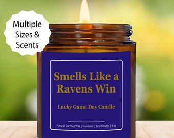 Ravens presentljus, Baltimore Ravens present, Ravens Lucky Game Day ljus fotbollspresent, NFL-fans söt födelsedagspresent, luktar som sportvinst