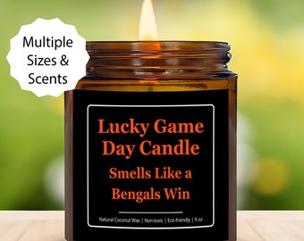 Cincinnati Bengals Candle Gift, Cincinnati Bengals Gift, Bengals Win Lucky Game Day Candle Football Gift, NFL Fans Gift Sports Birthday Gift