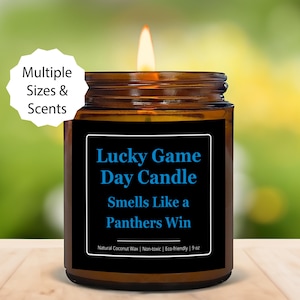 Vela de los Carolina Panthers, regalo de los Panthers, vela de la suerte del partido de fútbol americano de los Carolina Panthers, regalo de cumpleaños para fanáticos de la NFL, decoración deportiva para habitación.