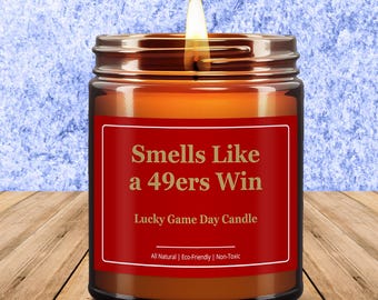49ers Win Candle Gift, San Francisco 49ers Gift, 49ers Football Gift, NFL Fans Gift Funny Lucky Game Day Candle, Birthday Sports Team Win